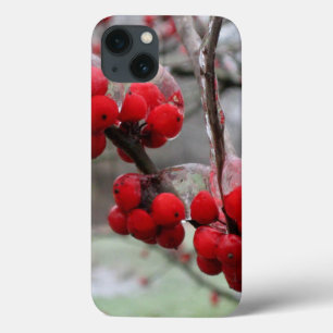Winter Freeze and Ice on Red Berries iPhone 13 Case