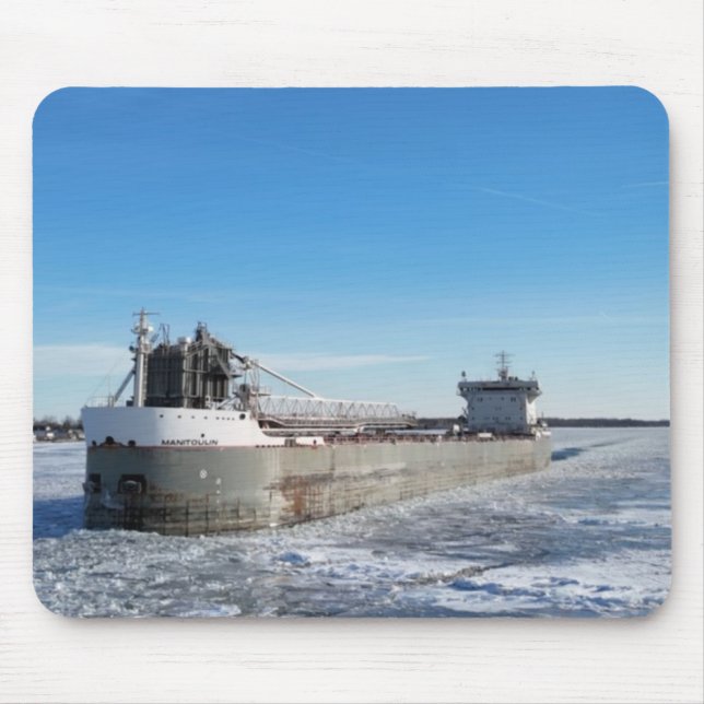 Winter Freighter Manitoulin Great Lakes Ship Mouse Pad (Front)