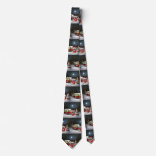 Winter French Bulldog Caravan Christmas Adventure Tie