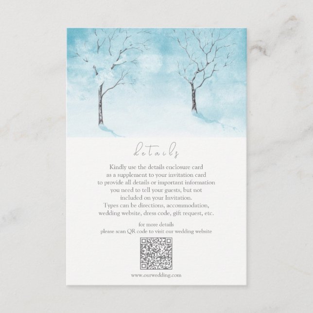 Winter Freshness Wedding Details Enclosure Card (Front)