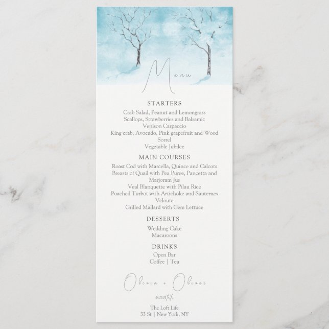 Winter Freshness Wedding Menu (Front)
