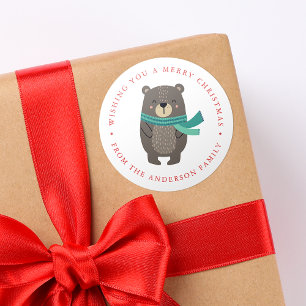 Winter Friends   Bear Holiday Classic Round Sticker