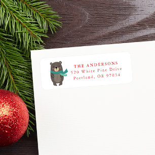 Winter Friends Bear Holiday Return Address