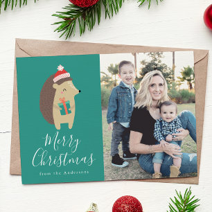 Winter Friends   Hedgehog Holiday Photo Card