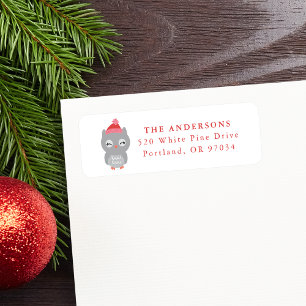 Winter Friends Owl Holiday Return Address