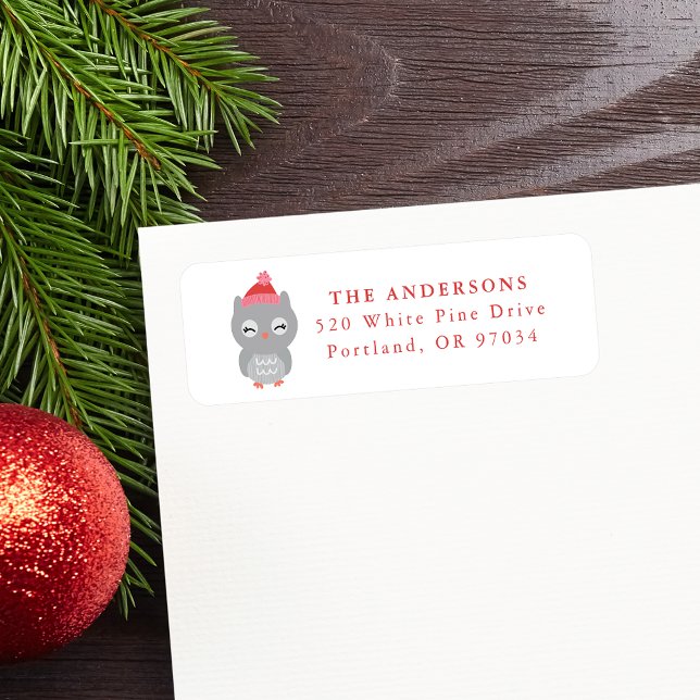 Winter Friends Owl Holiday Return Address (Creator Uploaded)
