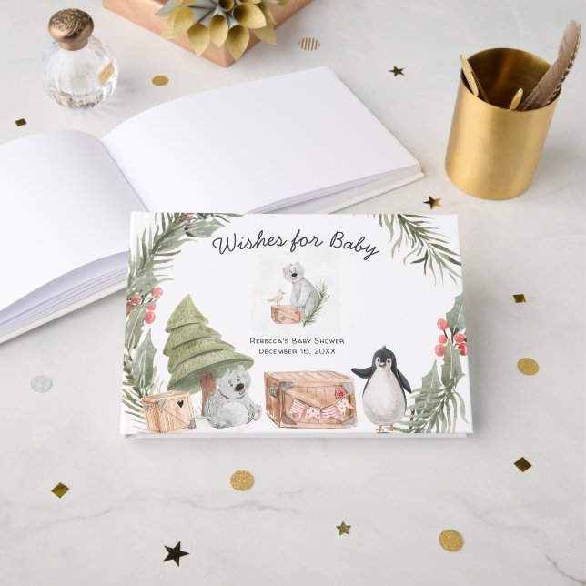 Winter Friends | Penguins and Polar Bears Guest Book (Front Open)