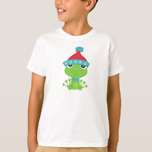 Winter Frog, Cute Frog, Green Frog, Scarf, Hat T-Shirt