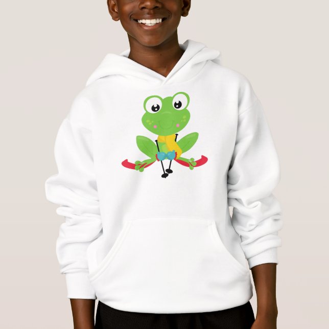 Winter Frog, Cute Frog, Green Frog, Skis, Skiing (Front)