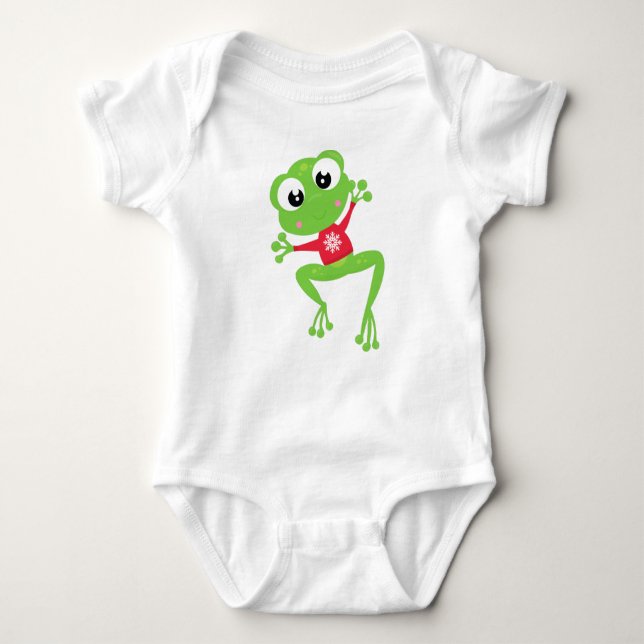 Winter Frog, Cute Frog, Green Frog, Sweater (Front)