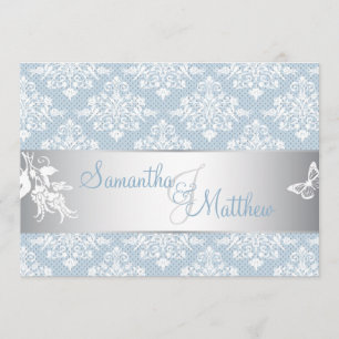 Winter Frost Damask Wedding Invitation Card