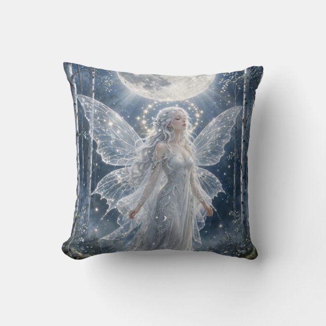 Winter Frost Fairy Ethereal Ice Cave Goddess Cushion (Front)