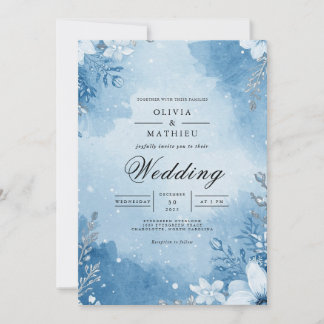Winter Frost Floral Wedding Invitation