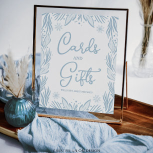 Winter Frost Snowflake Baby Shower Cards and Gifts Poster