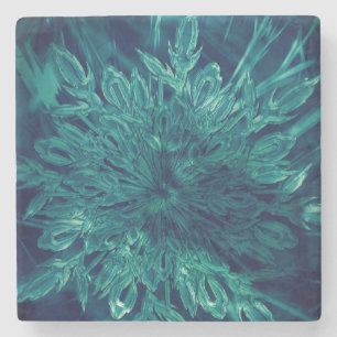 Winter frost snowflake stone coaster