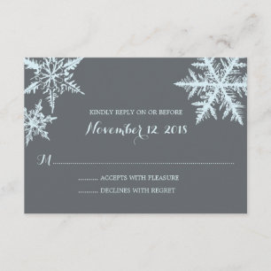 Winter Frost Snowflakes   Wedding RSVP Card