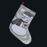 Winter Frost Snowman DECOR Large Christmas Stocking<br><div class="desc">Available in wrist watches, plates, coasters, plates, ornaments, cutting boards, bandannas, night light, cake pan, cake pops and wine charms.</div>