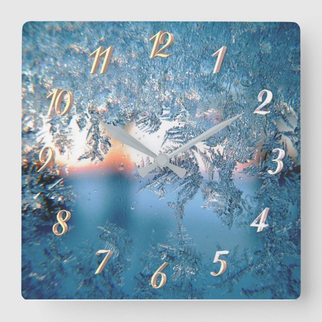 Winter frost square wall clock (Front)