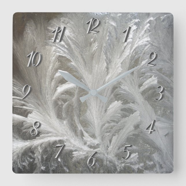 Winter frost square wall clock (Front)