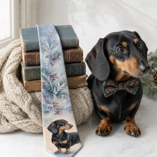 Winter Frost Watercolor Dachshund Tie