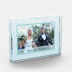 Winter Frosted Flowers Personalised Photo Block