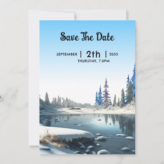 Winter Frosty Wedding Invitation Card Design (Back)
