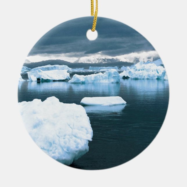 Winter Frozen Antarctica Ceramic Tree Decoration (Front)