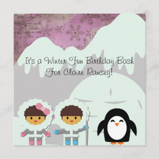 Winter Fun Customised Birthday Invitations