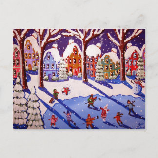 Winter Fun Ice Skaters Post Card