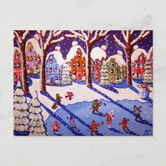 Winter Fun Ice Skaters Post Card (Front)