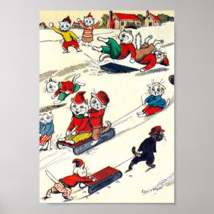 Winter Fun in the Land of Cats, Louis Wain Poster