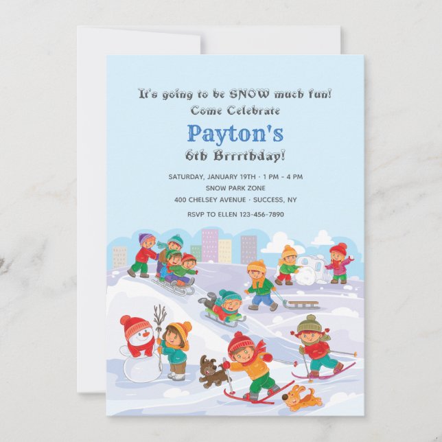 Winter Fun in the Snow Invitation (Front)