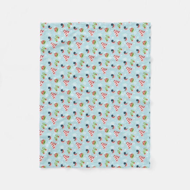 Winter Fun Pattern Fleece Blanket (Front)
