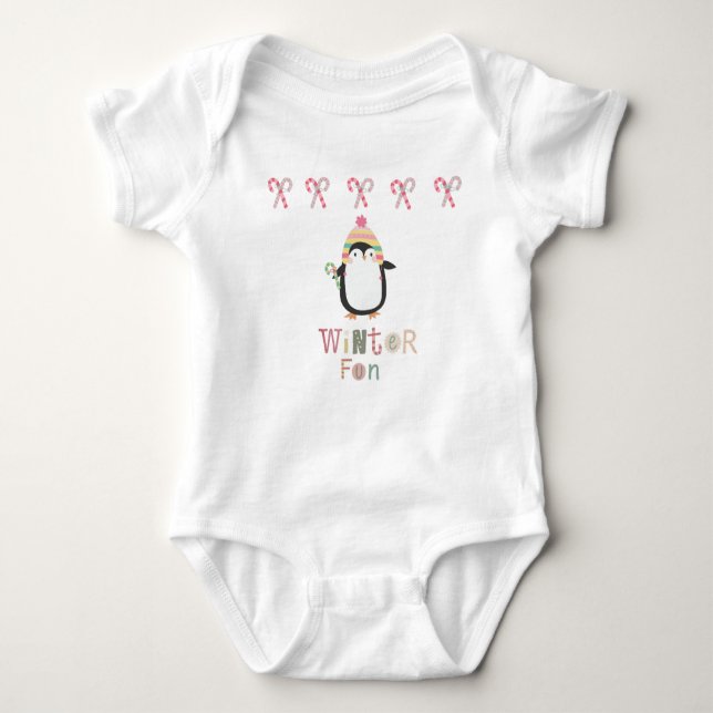 Winter Fun Penguin Baby Bodysuit (Front)