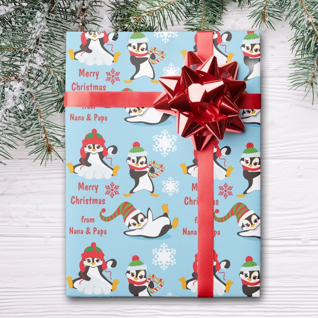 Winter Fun Penguins Christmas Wrapping Paper (Creator Uploaded)