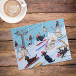 Winter Fun Skiing Labradors Jigsaw Puzzle<br><div class="desc">Whimsical and funny Skiing Labrador Retriever Painting design. Happy Labrador Retriever dogs enjoy skiing in Labrador Fancy Ski Resort!!! Black Labrador, Chocolate Labrador, Yellow Labrador are all painted in the picture. They really love snow and winter sport. Colourful and cheery. Painted by Naomi Ochiai. Nice dog gifts for Labrador lover's...</div>