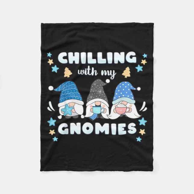 Winter, Funny Nordic Christmas Gnomes  Fleece Blanket (Front)