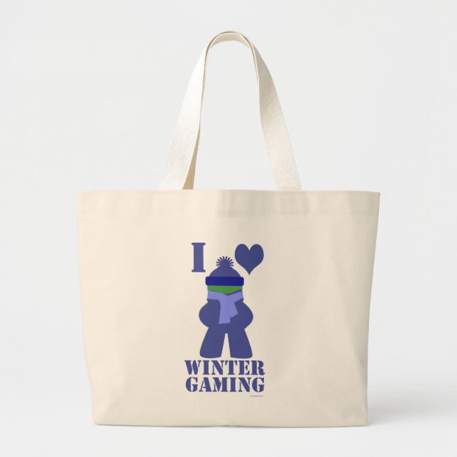 Winter Gamer Frozen Meeple funny Saying Large Tote Bag (Front)