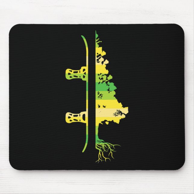 Winter Games Funny Mountain Snowboarding Pine Tree Mouse Pad (Front)