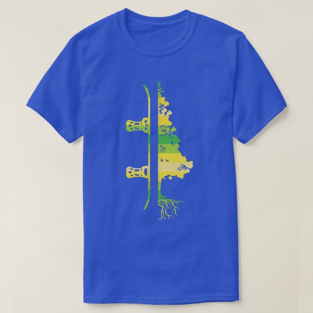 Winter Games Funny Mountain Snowboarding Pine Tree T-Shirt (Design Front)