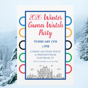 Winter Games Watch Party   Milan Inspired Design Invitation