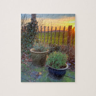 Winter Garden in Sunset Jigsaw Puzzle