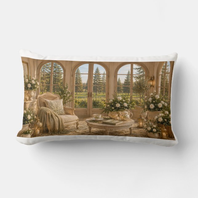 Winter Garden Pillow | Romantic Botanical Window & (Front)