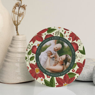 Winter Garden Round Holiday Photo Card