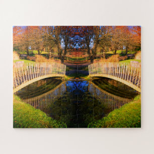 Winter garden with pond and bridges jigsaw puzzle