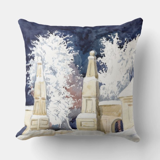 Winter gate at night (sketch) cushion (Front)