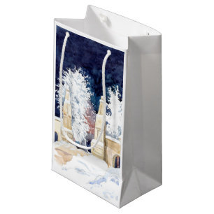 Winter gate at night (sketch) small gift bag