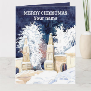 Winter gate at night  thank you card