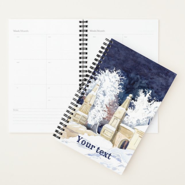 Winter gate at night watercolor planner (Display)