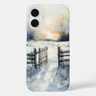 Winter Gate at Sunrise iPhone 16 Case